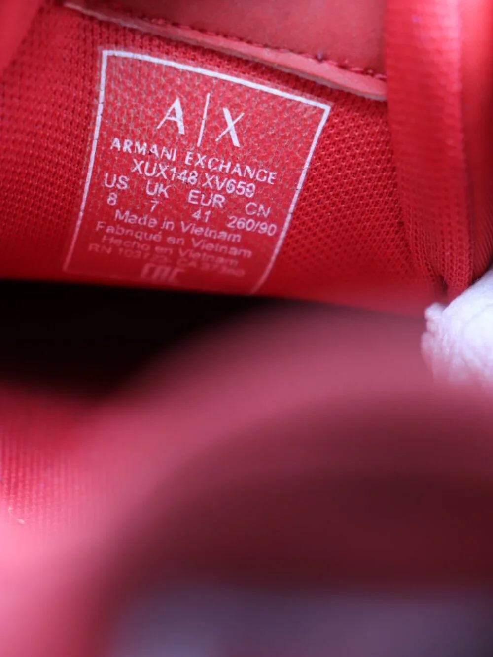 Armani Exchange Red Men's Size 8 Trainers Casual Sneakers Lace Up Shoes